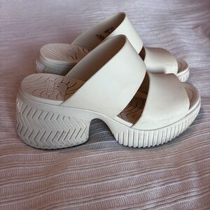 Sorel Cream Platform Mules